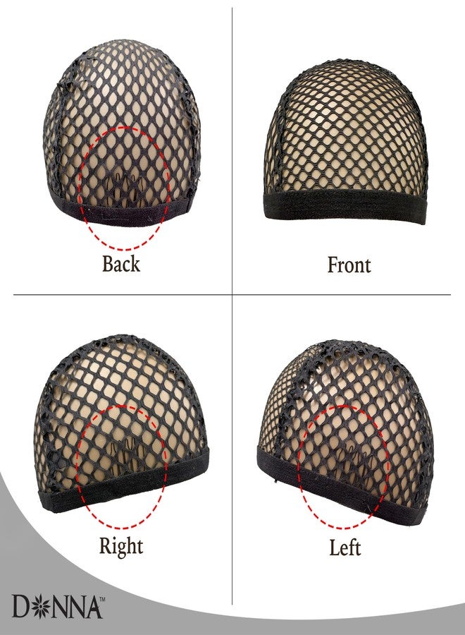 دونا قبعة شعر مستعار كروشيه DONNA XL مع أمشاط - قبعة شبكية كبيرة جدًا لضفائر الكروشيه، وصنع الشعر المستعار، ووصلات الشعر، مقاس شبكي مزدوج لملاءمة محكمة وسهولة التركيب، قماش مطاطي يسمح بمرور الهواء لمزيد من الراحة، أسود - Image 4